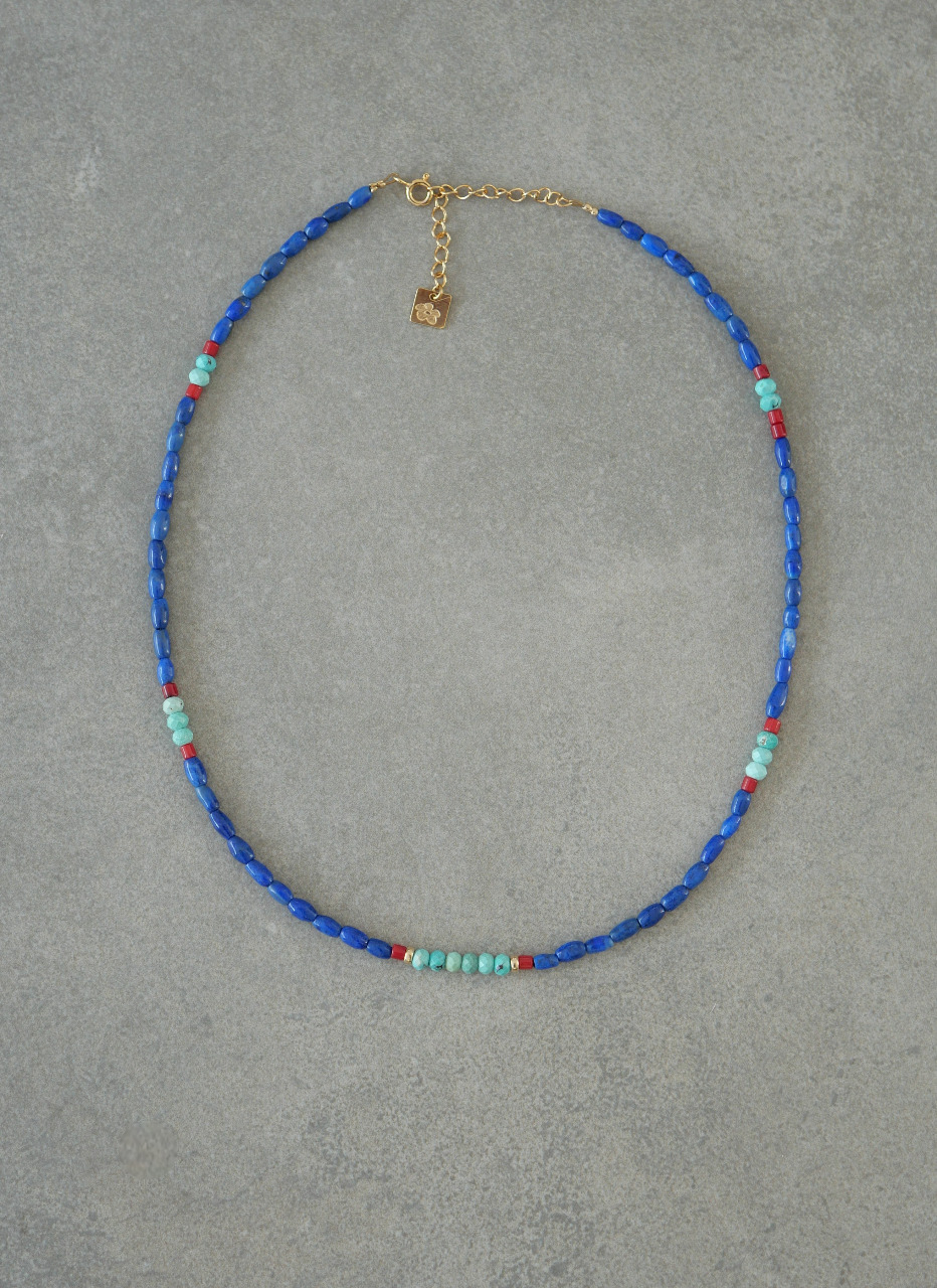 Collier court en pierres semi précieuses et Gold Filled