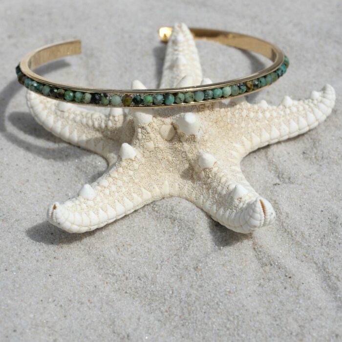 Jonc en pierres naturelles et plaqué or