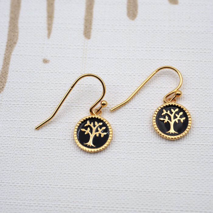 Boucles d'oreilles plaquées or et émail