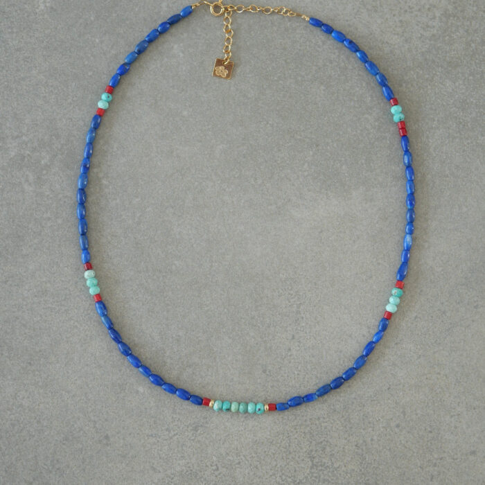 Collier court en pierres semi précieuses et Gold Filled